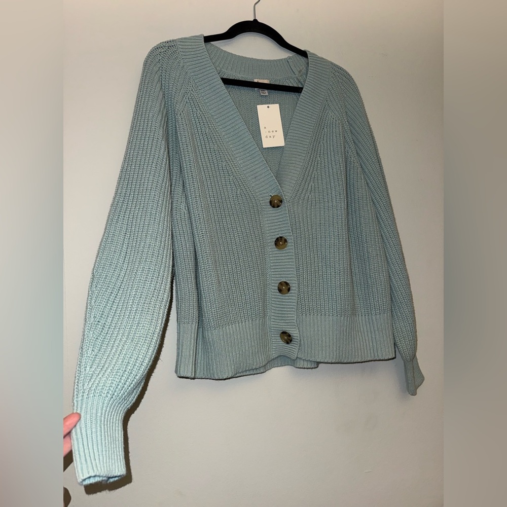 NWT A NEW DAY women’s green Blue button front cardigan sweater XXL ✨ - Picture 2 of 6
